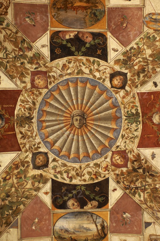 ITALY, Tuscany, Siena, Decorative Ceiling of Dwelling.