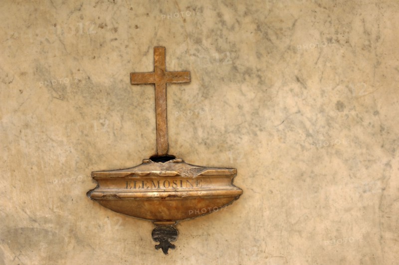ITALY, Tuscany, Siena, Religious Cross on Wall.