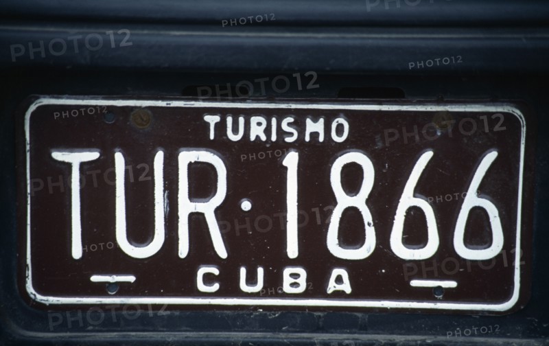 Cuba, Habana, Havana, Brown Turismo tourist car hire registration number plate.