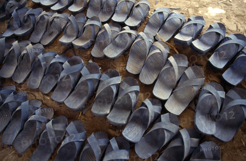 Kenya, Dadaab, Rubber sandals made from recycled car tyres.
