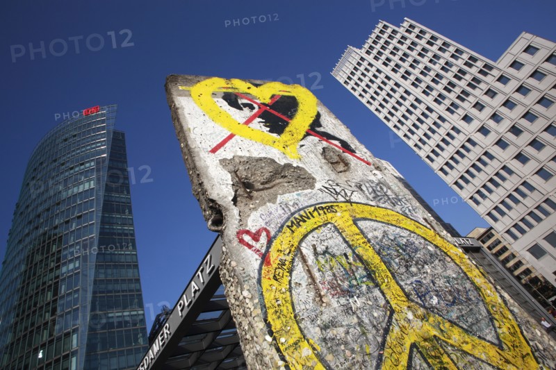 Germany, Berlin, section of the Berlin wall at Potsdamer Platz.