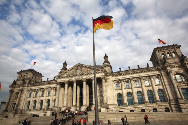 Germany, Berlin, Reichstag entrance.