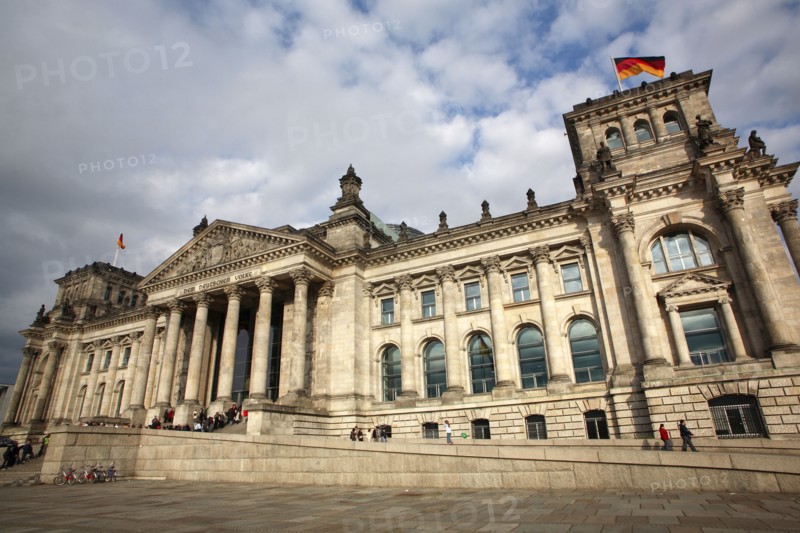 Germany Berlin, Reichstag building entrance.