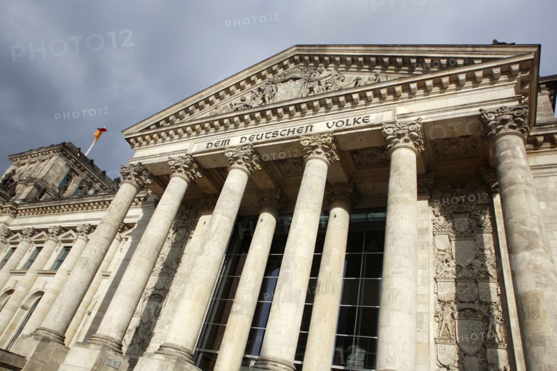 Germany, Berlin, Reichstag building entrance.