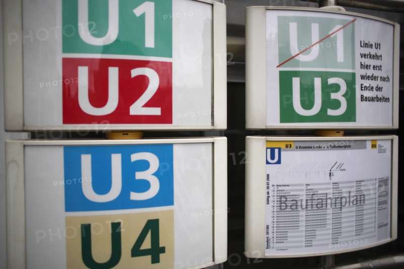 Germany, Berlin, U-Bahn sign & timetable.
