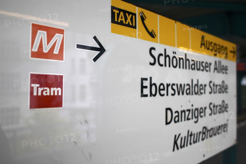 Germany, Berlin, U-Bahn sign at Schonhauser Allee.