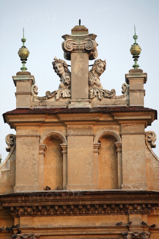 Poland, Krakow, Detail of te Cloth Hall in the Rynek Glowny market square.