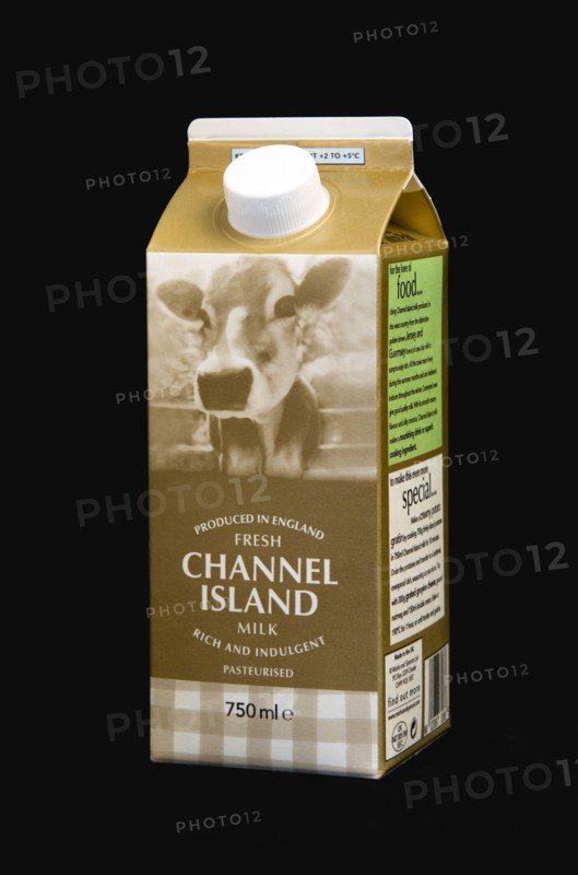 Drink, Milk, Pasteurised, Full Cream dairy milk Carton Produced in England from the Channel Islands.