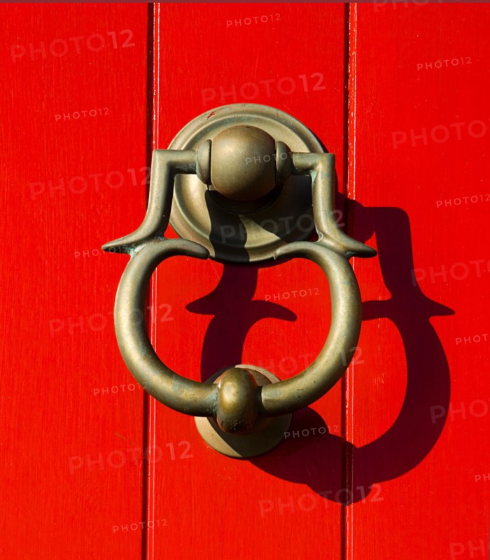 IRELAND, County Dublin, Howth Harbour, Detail of door knocker on lighthouse.