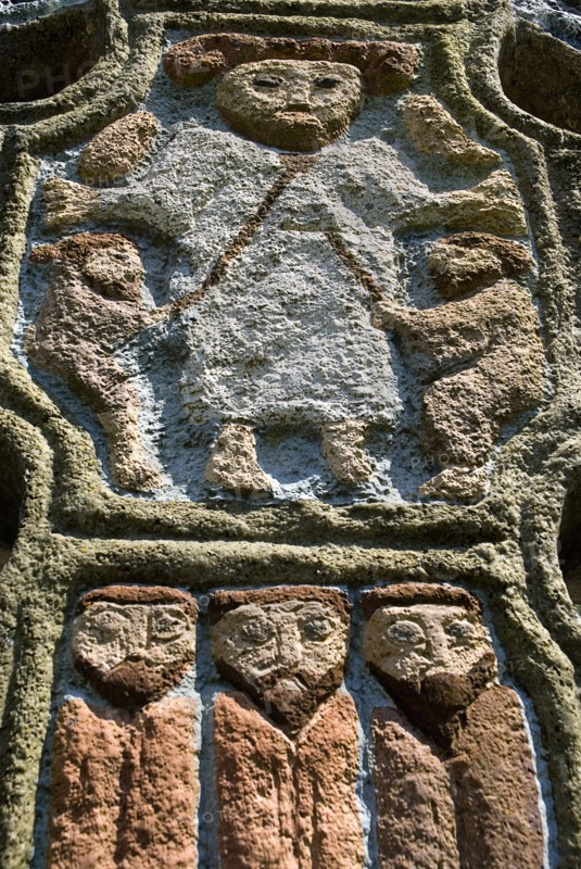 IRELAND, County Wexford, Irish National Heritage Park, Celtic cross  Detail of some of the carving.