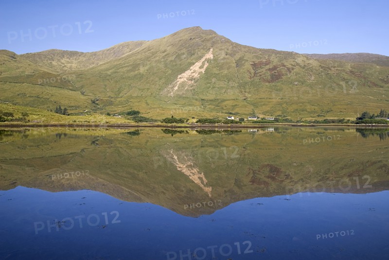 IRELAND, County Galway, Connemara, Leenane  Killary Harbour reflection.