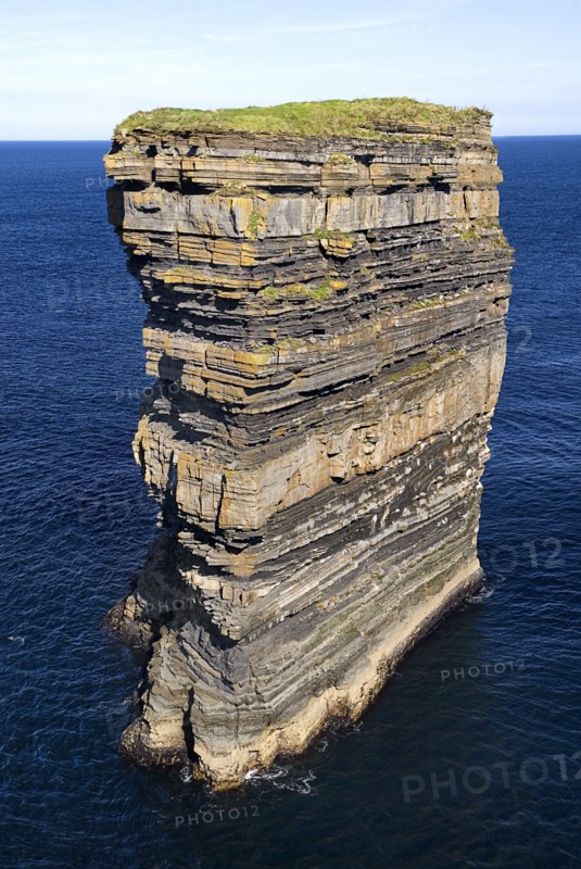IRELAND, County Mayo, Downpatrick Head, Dún Briste Broken Fort is an impressive sea stack at the headland Standing 50 meters 164 feet high, Dún Briste was once part of the mainland, and connected to it by a sea arch.