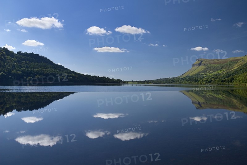 IRELAND, County Sligo, Glencar Lake, Reflection of Kings Mountain.