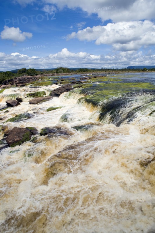 VENEZUELA, Bolivar State, Canaima National Park, Canaima Village, river flowing into Canaima lagoon.