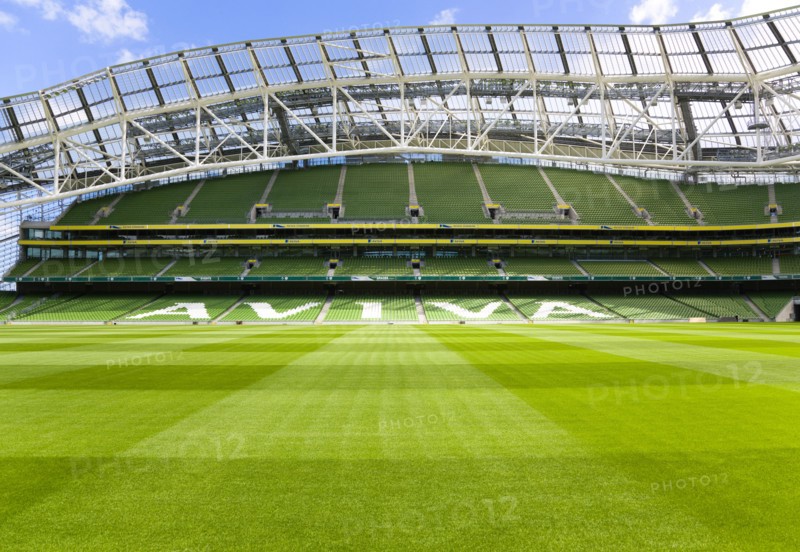 Ireland, County Dublin, Dublin City, Ballsbridge, Lansdowne Road, Aviva 50000 capacity all seater Football Stadium designed by Populus and Scott Tallon Walker. A concrete and steel structure with polycarbonate self cleaing glass exterior built at a cost of 41 million Euros. Home to the national Rugby and Soccer teams, aslo used as a concert venue.