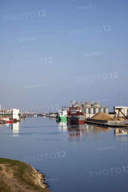 England, West Sussex, Southwick, View of calm waters of Shoreham Harbour.