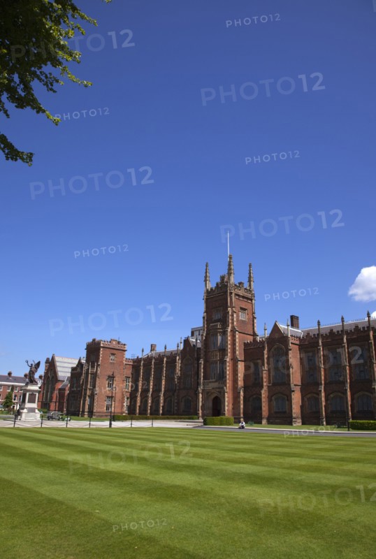 Ireland, Northern, Belfast, Queens Quarter, Queens University main building, designed by architect Charles Lanyon.