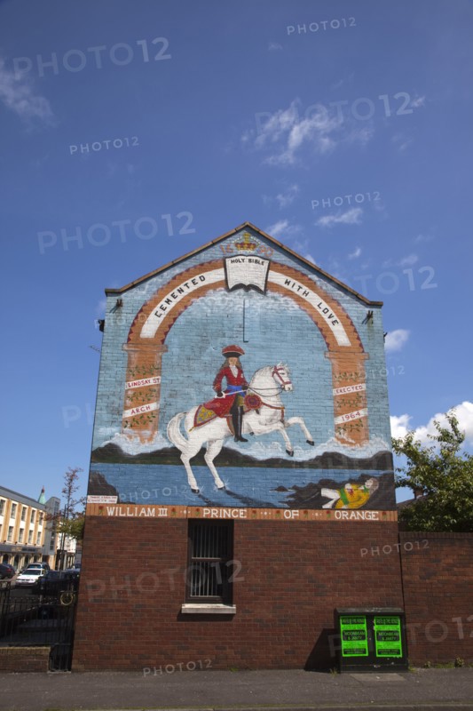Ireland, North, Belfast, Donegall Pass, Loyalist poltical mural on a gable wall in Lyndsay Street.