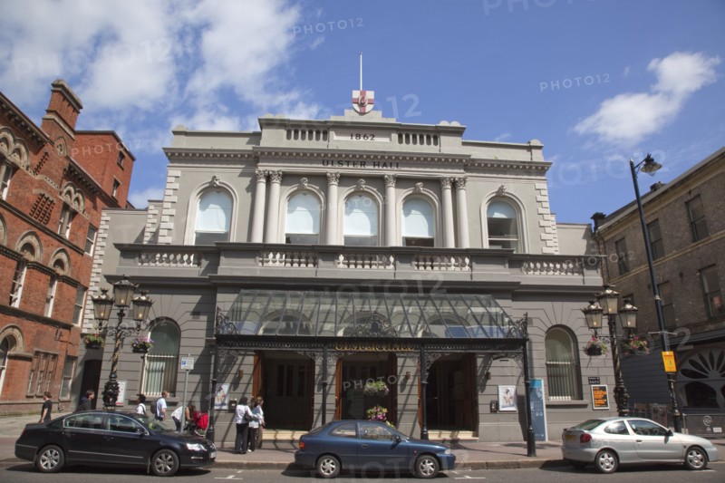 Ireland, North, Belfast, Bedford Street, Exterior of the Ulster Hall concert venue.