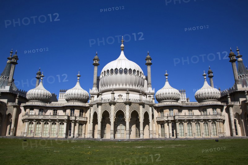 England, East Sussex, Brighton, The Royal Pavilion, 19th century retreat for the then Prince Regent, Designed by John Nash in a Indo Sarascenic style.
