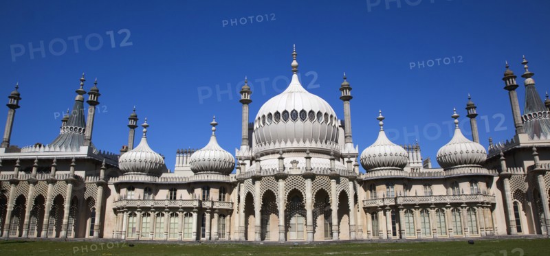 England, East Sussex, Brighton, The Royal Pavilion, 19th century retreat for the then Prince Regent, Designed by John Nash in a Indo Sarascenic style.
