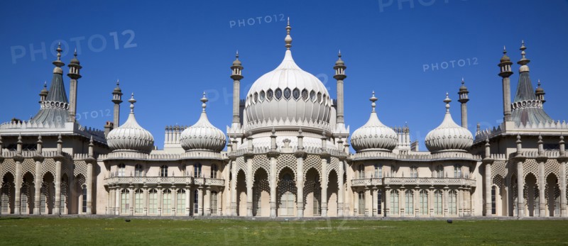 England, East Sussex, Brighton, The Royal Pavilion, 19th century retreat for the then Prince Regent, Designed by John Nash in a Indo Sarascenic style.