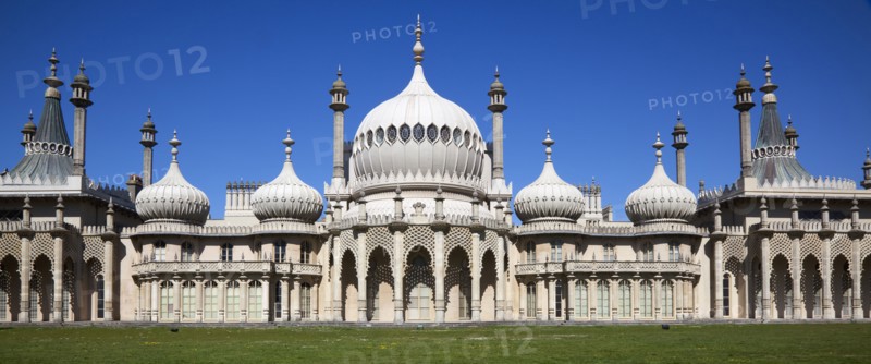 England, East Sussex, Brighton, The Royal Pavilion, 19th century retreat for the then Prince Regent, Designed by John Nash in a Indo Sarascenic style.