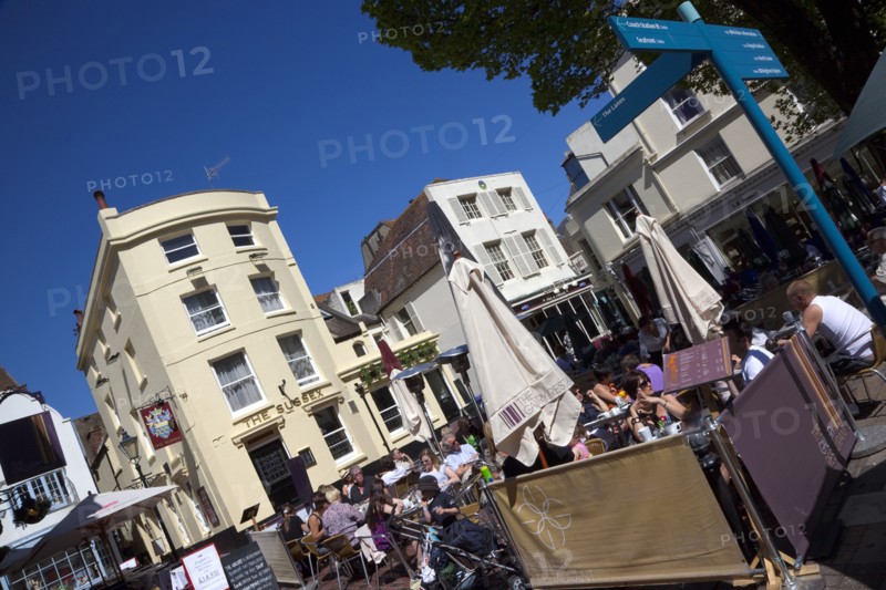 England, East Sussex, Brighton, Cafes in East Street.
