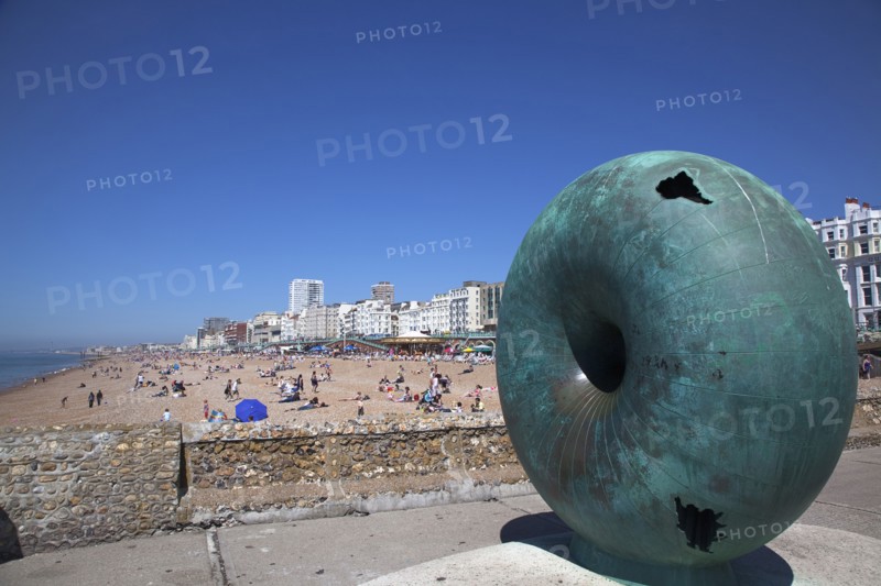 England, East Sussex, Brighton, Donut shaped sculpture on the seafront.