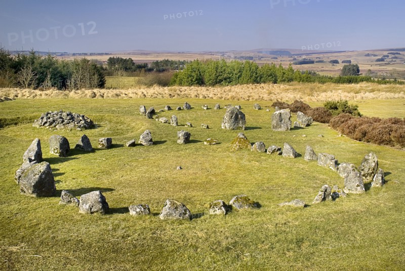 Beaghmore, County Tyrone, Ireland. Stone Circles complex of early Bronze Age megalithic features stone circles and cairns. Ireland Irish Eire Erin Europe European North Northern County tyrone Beaghmore Stone Circle Circles Bronze Age Megalithic Cairns Cairn History Historical Ancient Ruins Tour Tourism Tourist Travel Blue Color Destination Destinations History Historic Northern Europe Poblacht na hEireann Republic Scenic Sightseeing Tourists Colour Holidaymakers