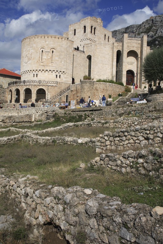 Kruja, Albania. Castle & Museum. Albanian Shqip‘ria Southern Europe Albania Albanian Republic Europe European Travel Destination Indo European Kruja Architecture Exterior Facade Museum Castle Tourism Tourist Tourists Stone Walls Castillo Castello Color Destination Destinations Gray History Historic Holidaymakers Sightseeing