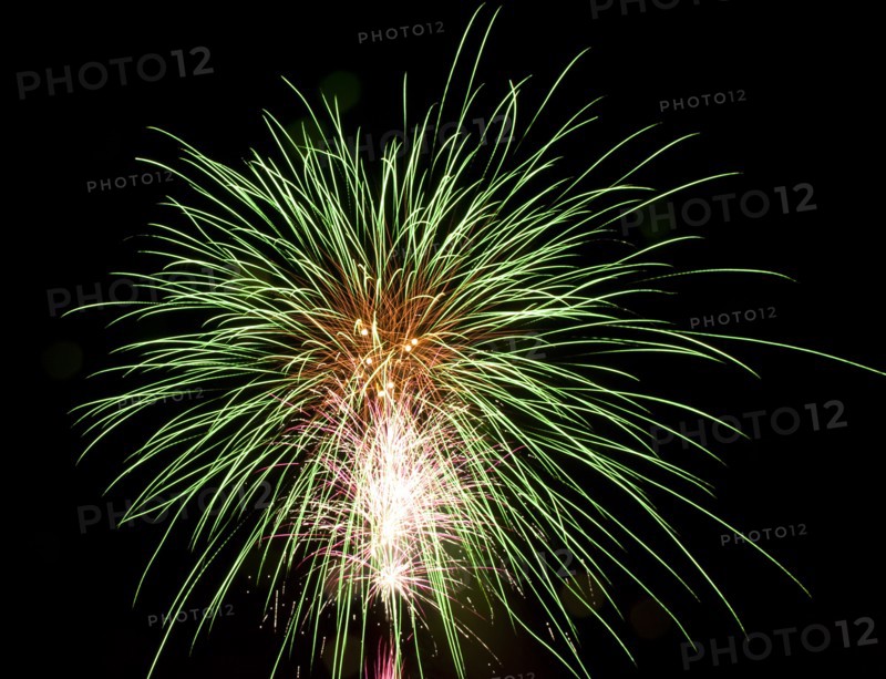 Colourful display of Pyrotechnics Shoreham Beach West Sussex England. England English UK United Kingdom GB Great Britain British Europe European Festival Festivals Guy Fawkes November Firework Display Fireworks Pyrotechnic Pyrotechnics Pyrotechnical Color Colour Coloured Colored Colourful Colorful Pattern Sky Black Green