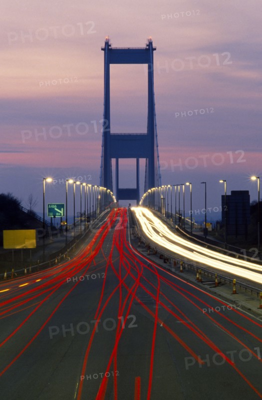 Bristol, England. Severn Bridge at night Great Britain Nite Northern Europe UK United Kingdom