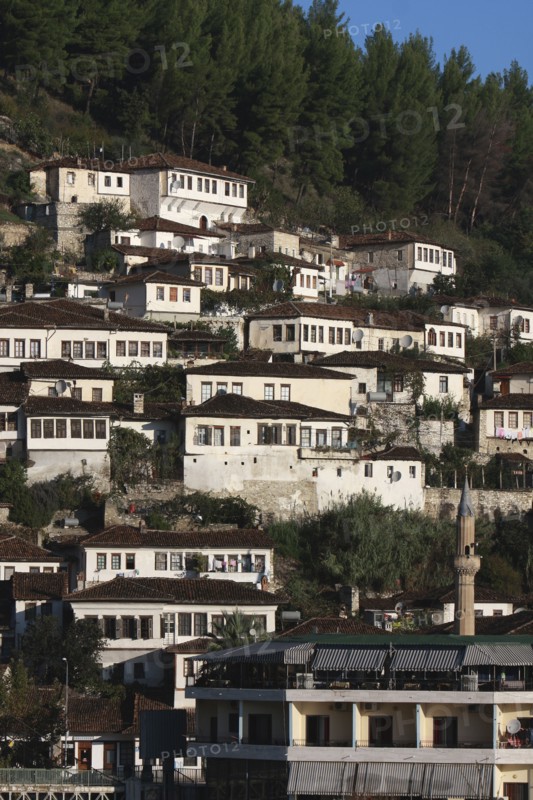 Albania, Berat, Ottoman houses in the old town.
