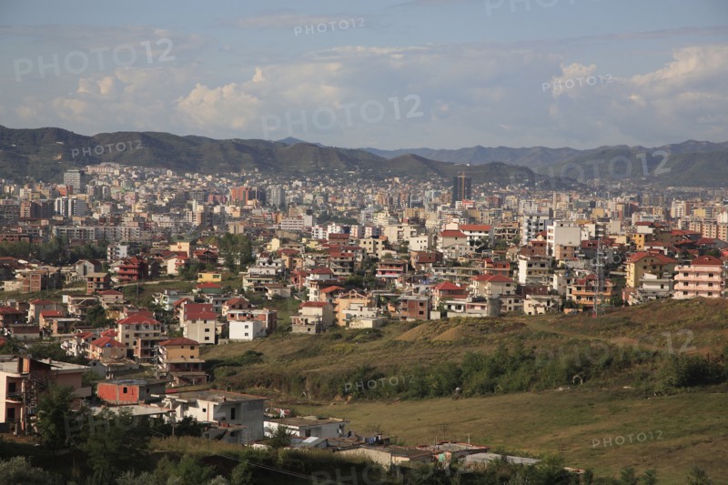Albania, Tirane, Tirana, Panoramic view over the city.