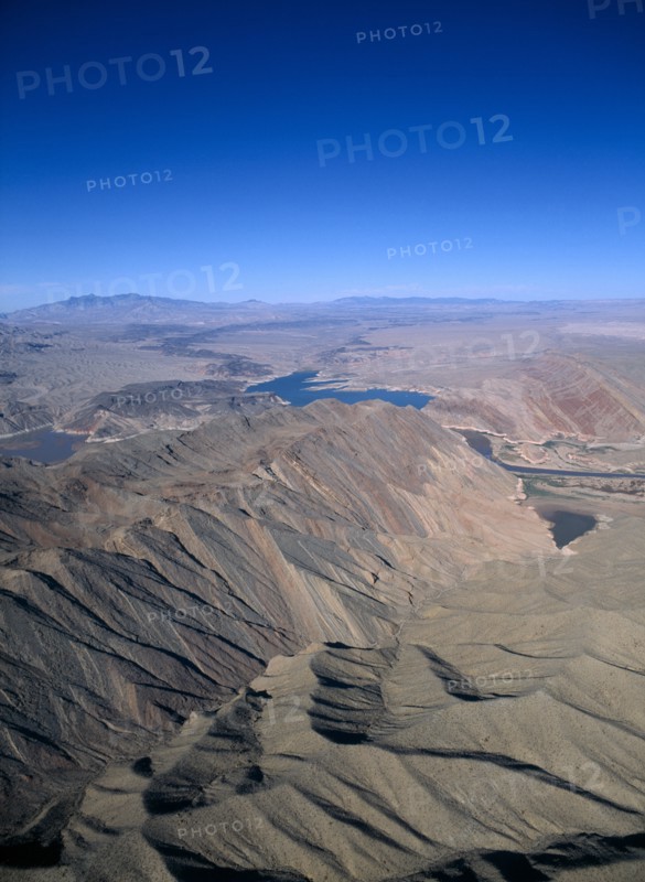 USA, Nevada, General, Aerial view of pushed up rock formations in the desert.