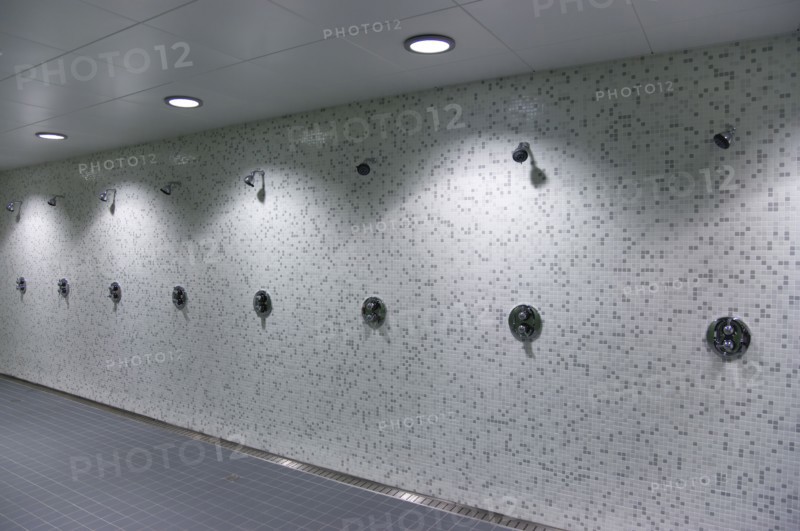 Ireland, County Dublin, Dublin City, Ballsbridge  Lansdowne Road  Aviva Stadium National soccer and rugby stadium home team changing room showers.