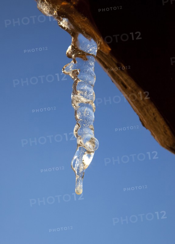 Weather, Winter, Ice, Icicles hanging from household facia panel.