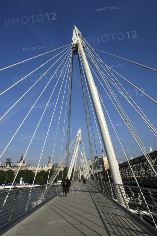 England, London, View along the Golden Jubilee Bridge