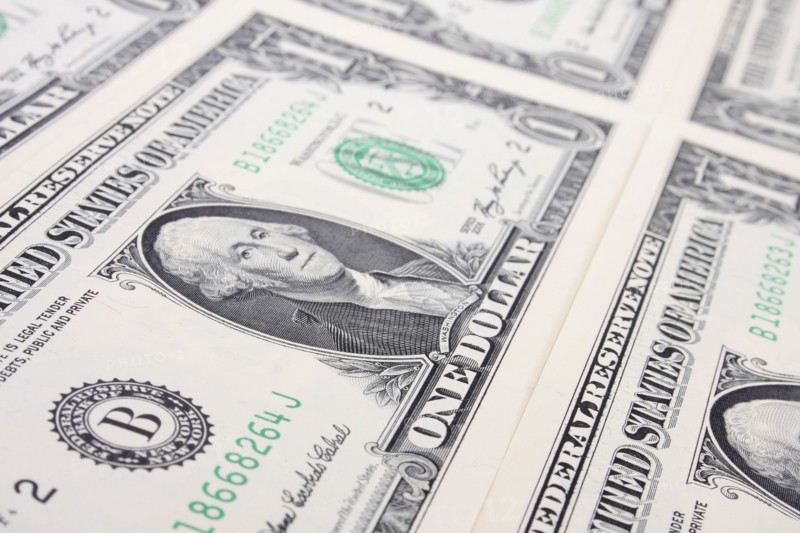 Business, Finance, Money, Close cropped shot of US one dollar bills.