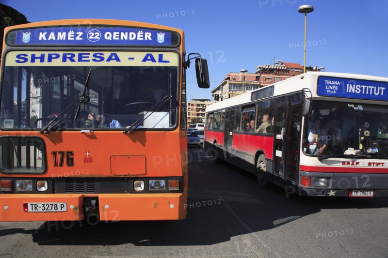 Albania, Tirane, Tirana, Public buses.