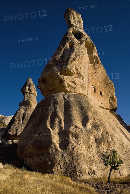 Pigeon Valley. Fairy Chimney rock formations with dovecotes. Pigeon droppings are used as a fertiliser. Photo: Hugh Rooney