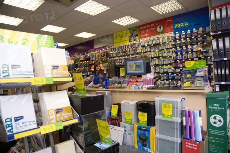 Rymans office staionery store with two female shop assistants behind counter. Photo: Paul Seheult