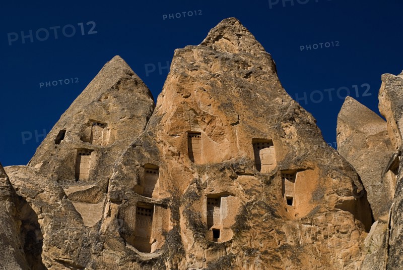 Sword Valley eroded rock formations. The valley got its name because of the appearance of sharpness to the pinnacles found there. Detail of rock surface with caves.. Photo: Hugh Rooney