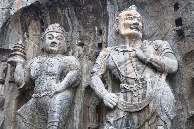 Tang Dynasty Carved statues Fengxian Temple Longmen Grottoes and Caves. Photo: Mel Longhurst