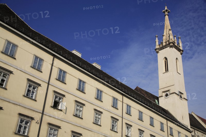 Albertina Museum. Angled part view of museum and art gallery exterior. Photo: Bennett Dean