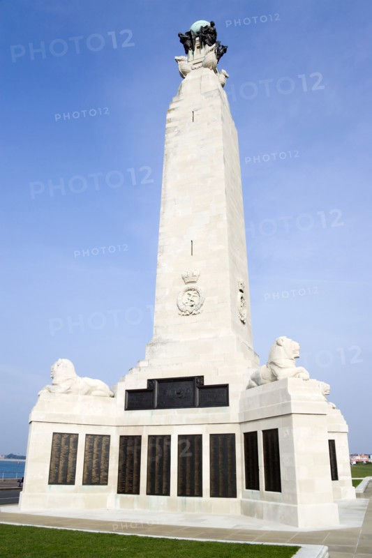 World War One Naval Memorial obelisk on Southsea seafront designed by Sir Robert Lorimer with sculpture by Henry Poole. Photo: Paul Seheult