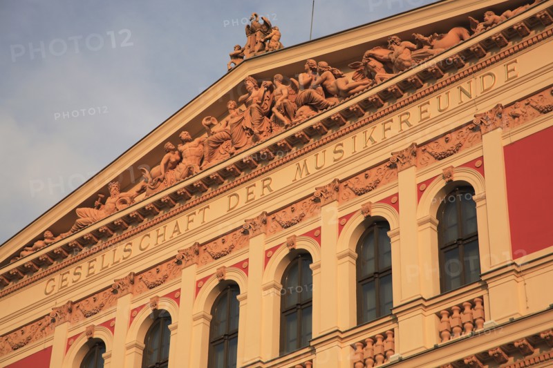 Musikverein Concert Hall home of the Vienna Philharmonic orchestra. Part view of exterior facade. Photo: Bennett Dean