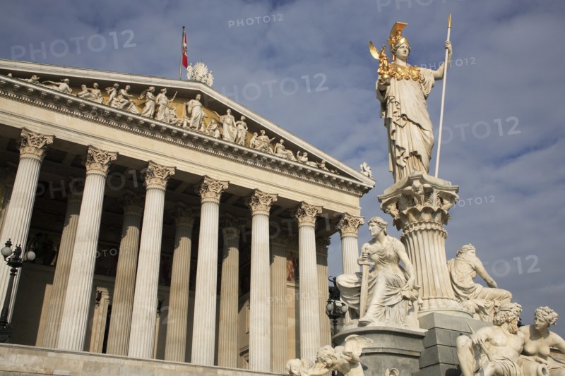 Statue of Athena in front of Parliament building. Photo: Bennett Dean