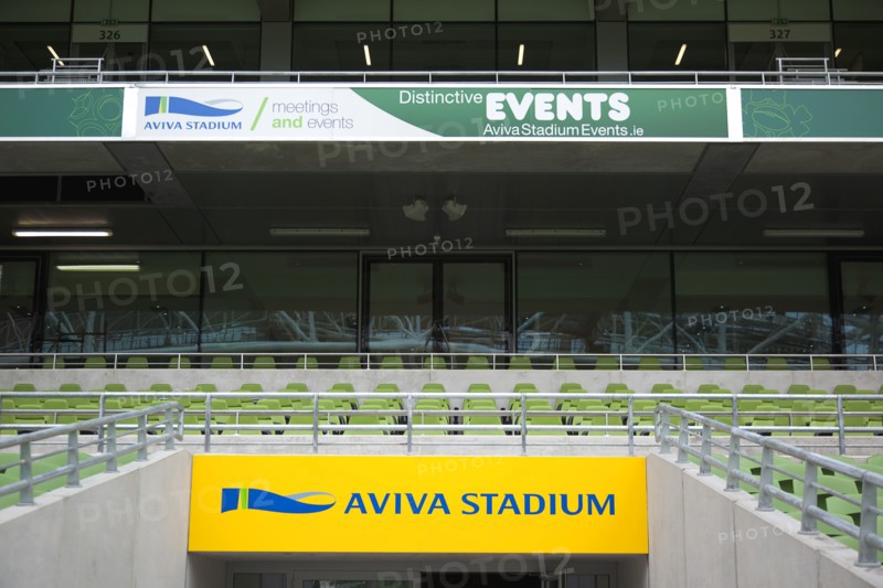 Ballsbridge Lansdowne Road Aviva 50000 capacity all seater Football Stadium designed by Populus and Scott Tallon Walker. A concrete and steel structure with polycarbonate self cleaing glass exterior built at a cost of 41 million Euros. Home to the natio. Photo : Stephen Rafferty